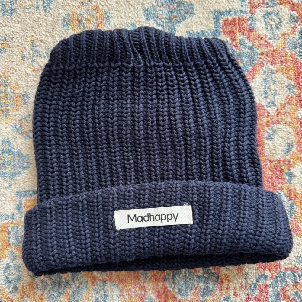 NWT Madhappy Navy Knit Beanie